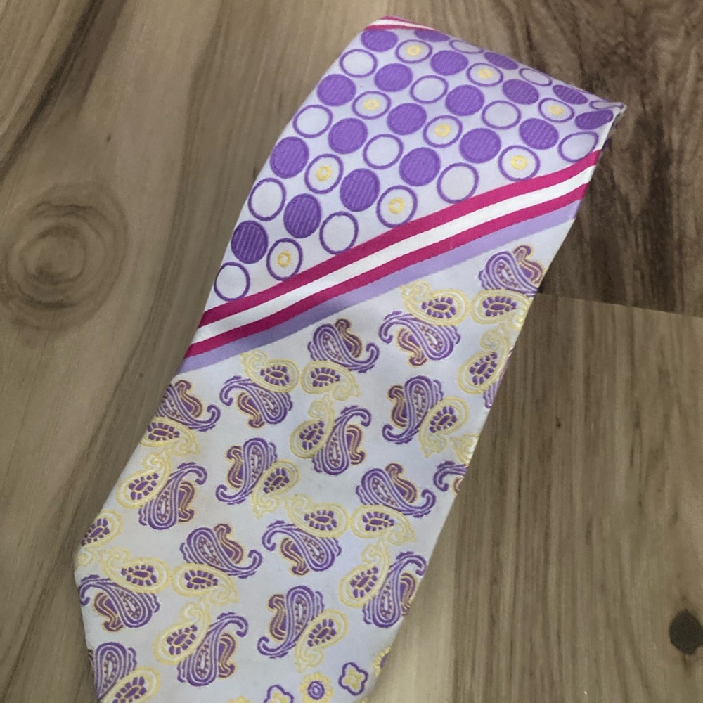 Karl Knox Mens Purple Geometric Multicolor Neck Tie